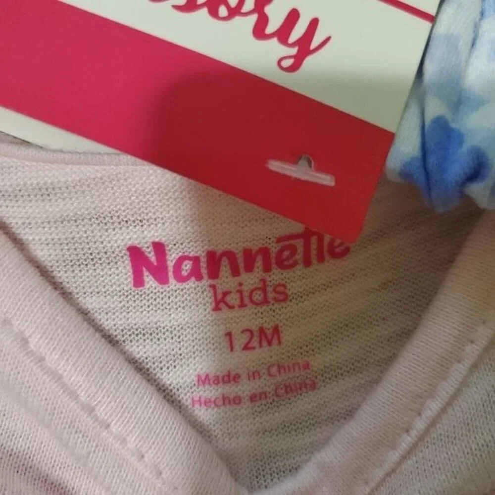 Nannette Kids 12 Months baby girl set Pink blouse & blue,floral blue legging new